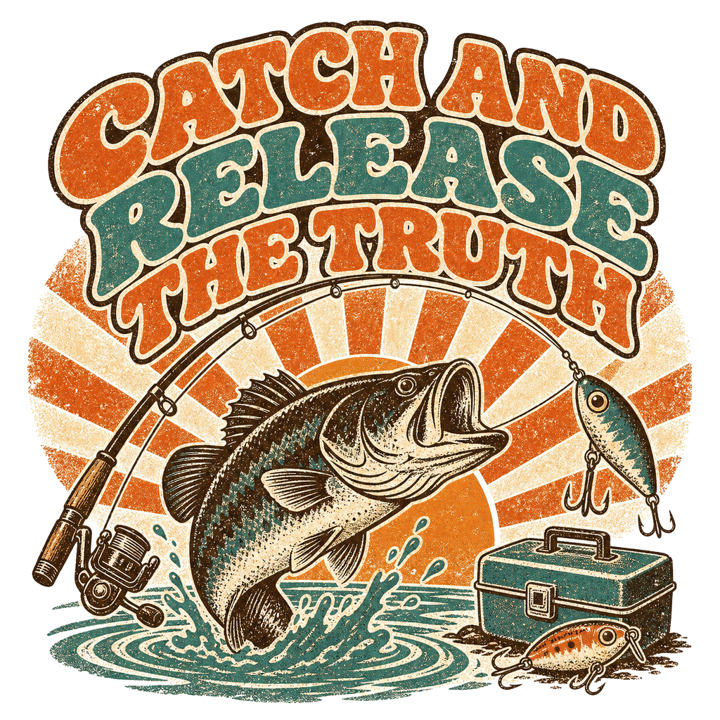CATCH AND RELEASE THE TRUTH — angler life t-shirt design by Bazzai Studio