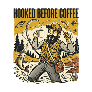 HOOKED BEFORE COFFEE — art by Bazzai Studio