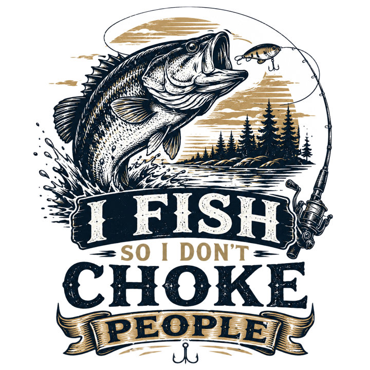 I FISH SO I DON'T CHOKE PEOPLE — angler life t-shirt design by Bazzai Studio