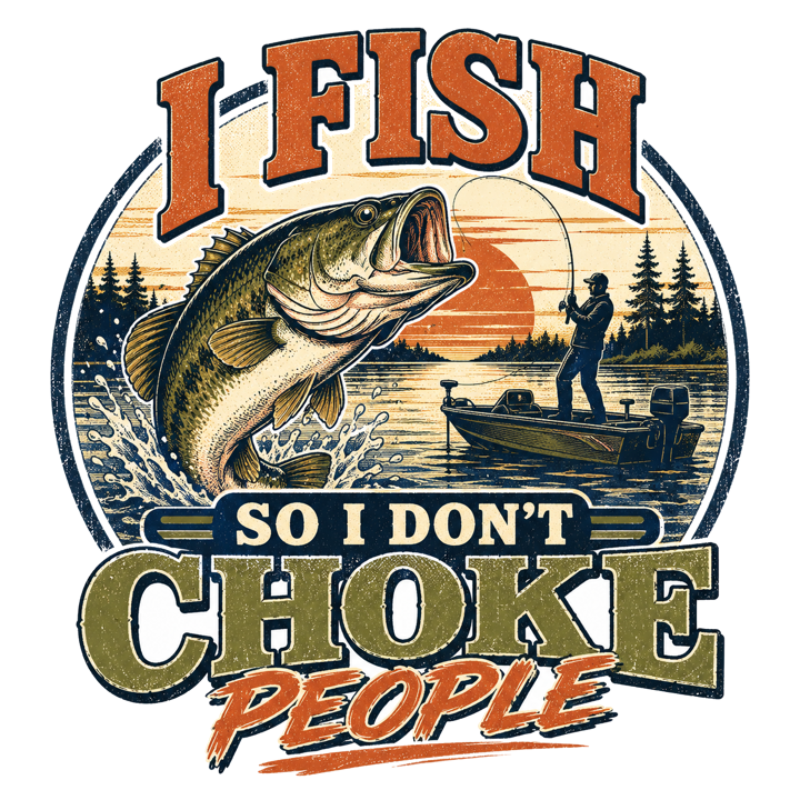 I FISH SO I DON'T CHOKE PEOPLE — angler life t-shirt design by Bazzai Studio