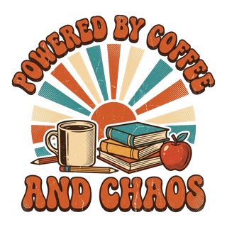 POWERED BY COFFEE AND CHAOS — art by Bazzai Studio