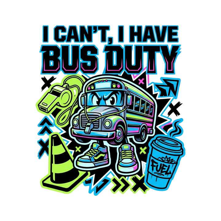 I CAN'T, I HAVE BUS DUTY — teacher t-shirt design by Bazzai Studio