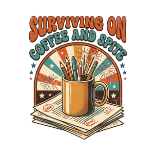 SURVIVING ON COFFEE AND SPITE — art by Bazzai Studio
