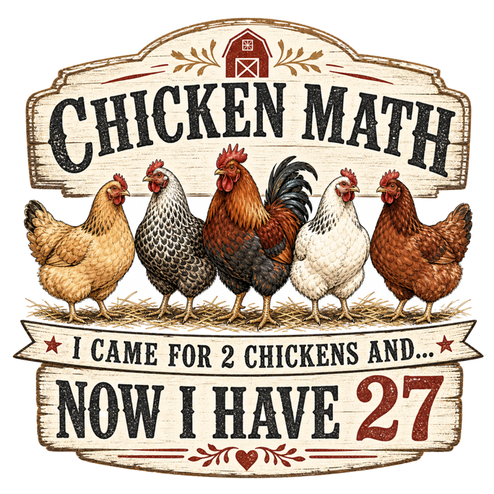 Chicken Math (Backyard Farmer) — backyard chicken owner t-shirt design by Bazzai Studio