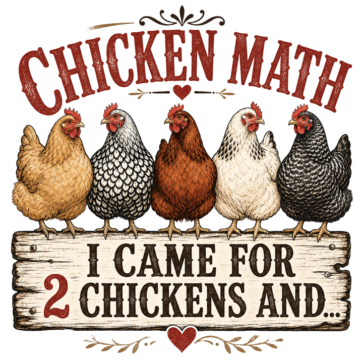 Chicken Math (Backyard Farmer) — backyard chicken t-shirt design by Bazzai Studio