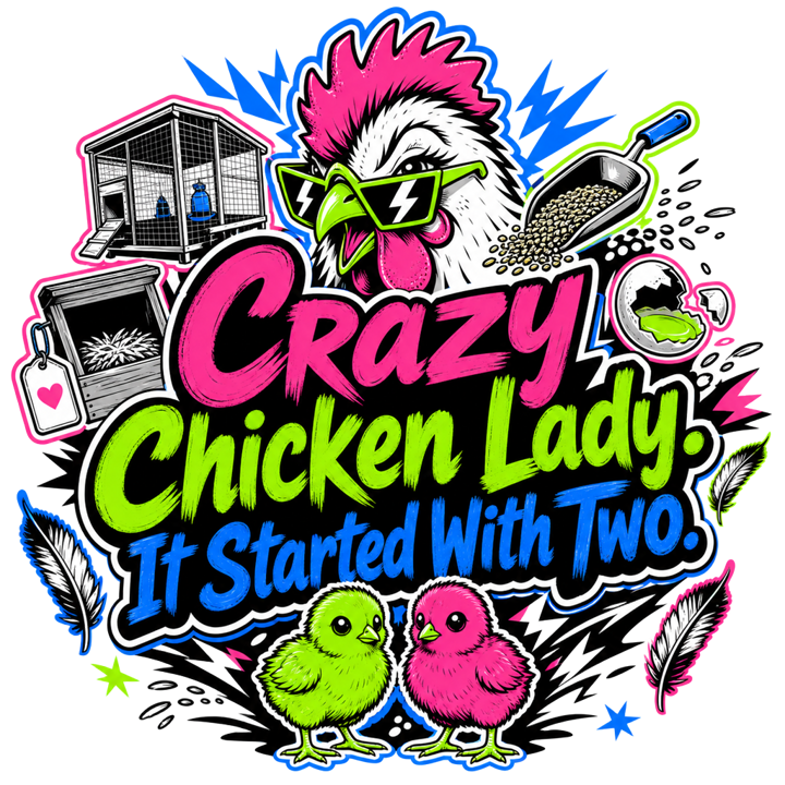 Crazy Chicken Lady. It Started With Two. — backyard chicken owner t-shirt design by Bazzai Studio