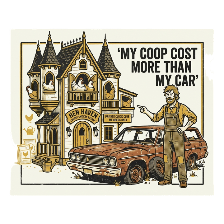 My Coop Cost More Than My Car — backyard chicken t-shirt design by Bazzai Studio