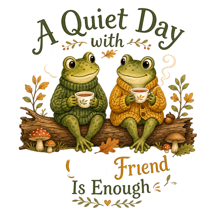 Cozy Frog Friends — book lovers t-shirt design by Bazzai Studio