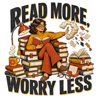 READ MORE, WORRY LESS — art by Bazzai Studio