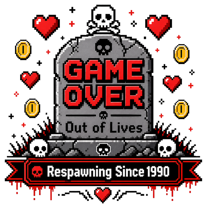 Game Over Humor — book lovers t-shirt design by Bazzai Studio