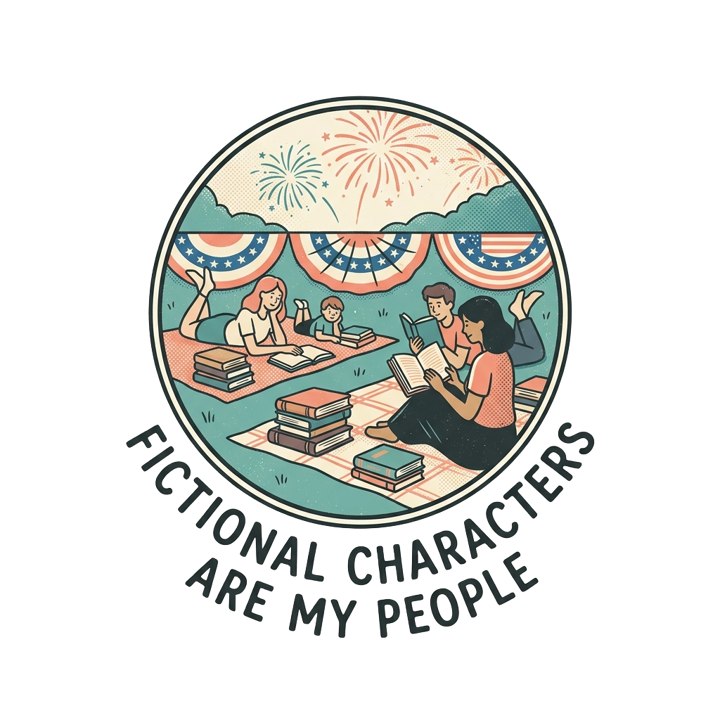 FICTIONAL CHARACTERS ARE MY PEOPLE — book lover t-shirt design by Bazzai Studio