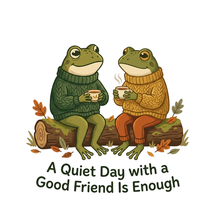 Cozy Frog Friends — book lovers t-shirt design by Bazzai Studio
