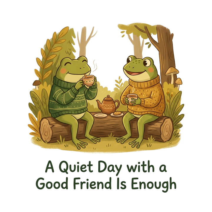 Cozy Frog Friends — book lover t-shirt design by Bazzai Studio