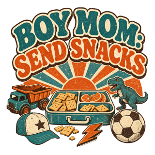 BOY MOM: SEND SNACKS — art by Bazzai Studio