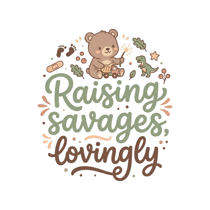 Raising savages, lovingly — boy mom chaos t-shirt design by Bazzai Studio