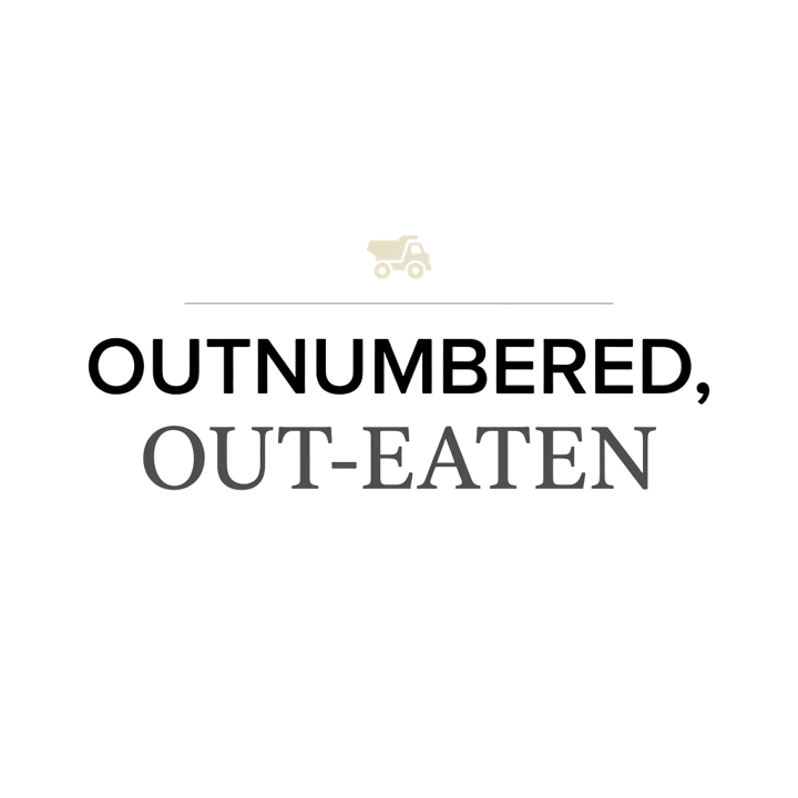 Outnumbered, out-eaten — boy mom chaos t-shirt design by Bazzai Studio
