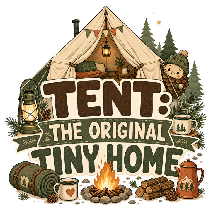 TENT: THE ORIGINAL TINY HOME — camping t-shirt design by Bazzai Studio