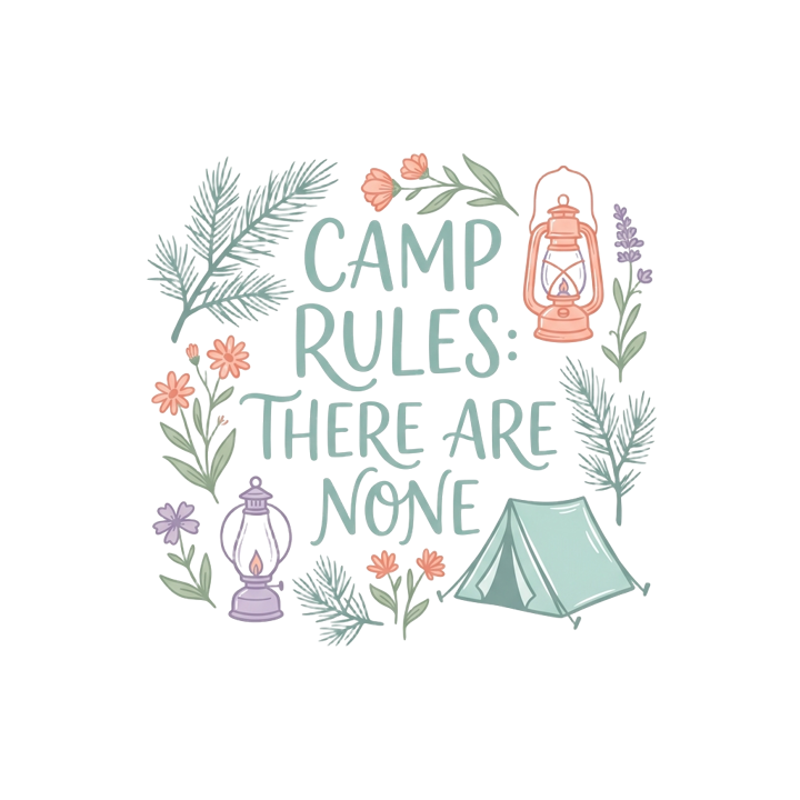 CAMP RULES: THERE ARE NONE — camping t-shirt design by Bazzai Studio