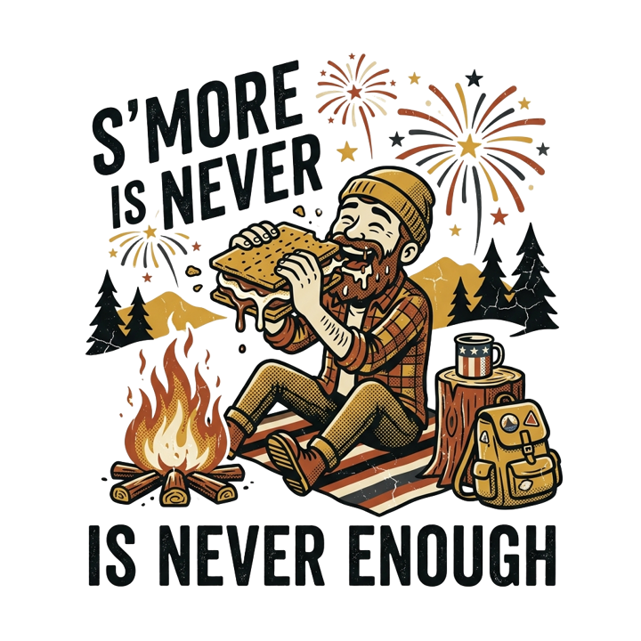 S'MORE IS NEVER ENOUGH — camping t-shirt design by Bazzai Studio