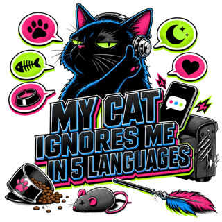 MY CAT IGNORES ME IN 5 LANGUAGES — art by Bazzai Studio