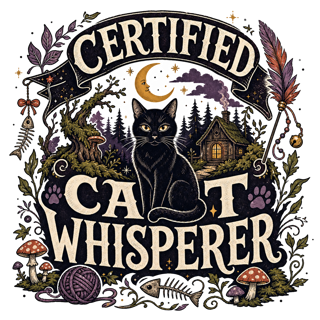 CERTIFIED CAT WHISPERER — art by Bazzai Studio