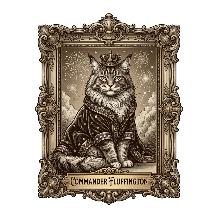 Maine Coon Royalty — cat parent humor t-shirt design by Bazzai Studio