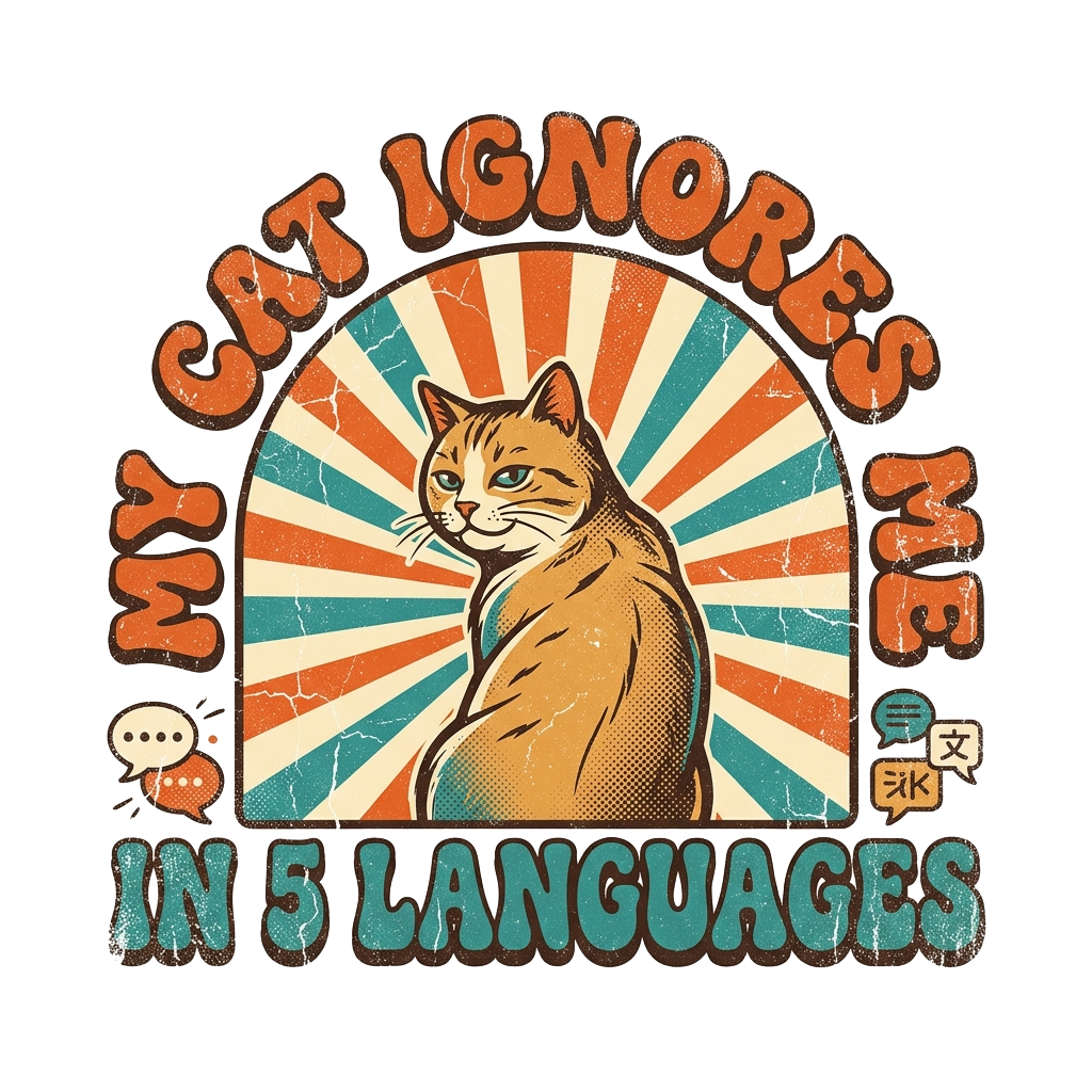 MY CAT IGNORES ME IN 5 LANGUAGES — art by Bazzai Studio