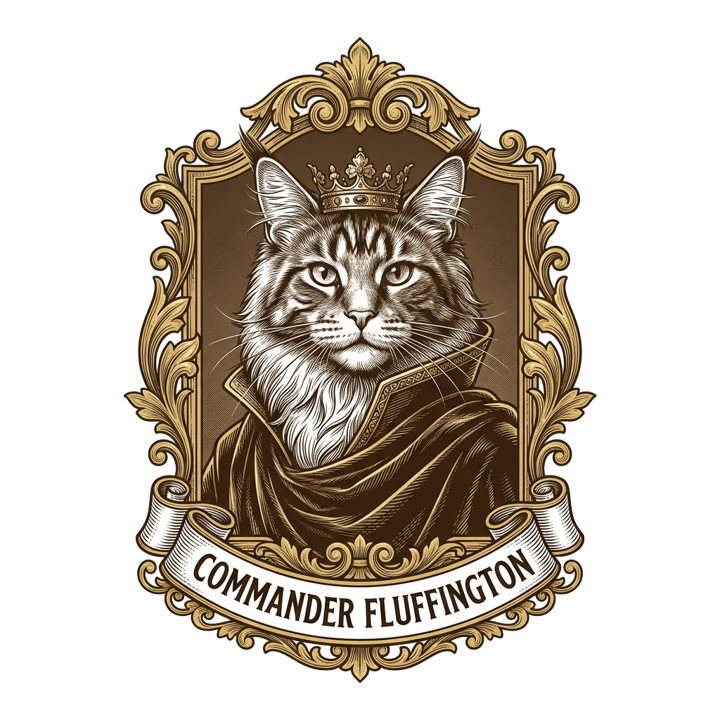 Maine Coon Royalty — cat lover t-shirt design by Bazzai Studio