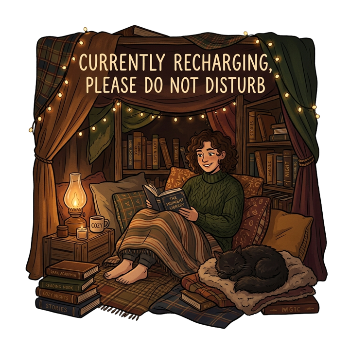 Introvert Recharge Mode — cat lover t-shirt design by Bazzai Studio
