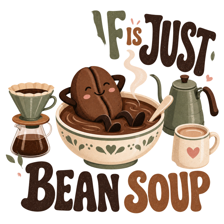 DECAF IS JUST BEAN SOUP — coffee lover t-shirt design by Bazzai Studio