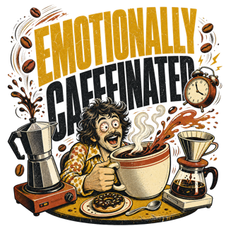 EMOTIONALLY CAFFEINATED — art by Bazzai Studio