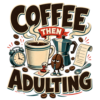 COFFEE THEN ADULTING — art by Bazzai Studio