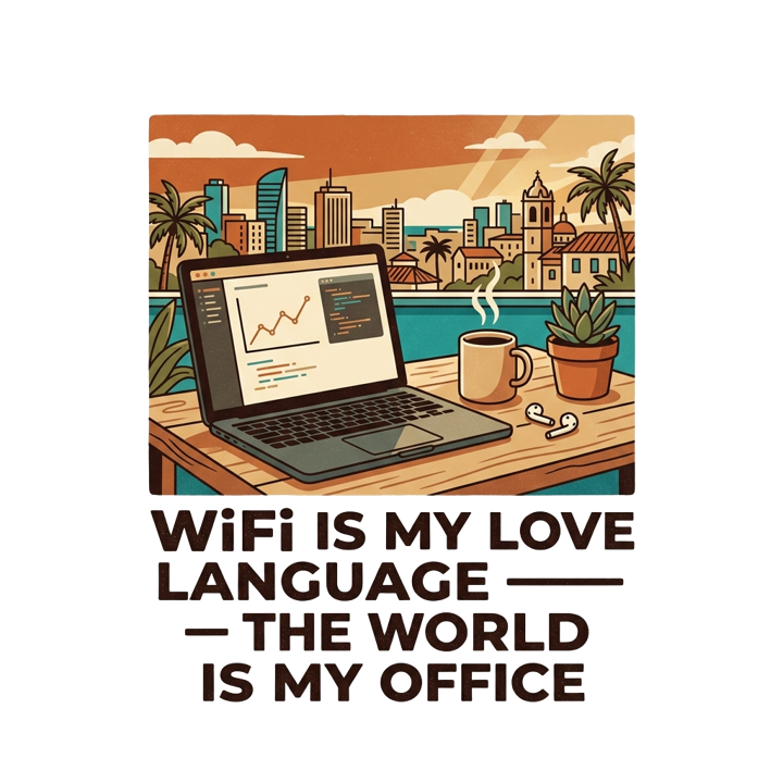 Digital Nomad — coffee lovers t-shirt design by Bazzai Studio