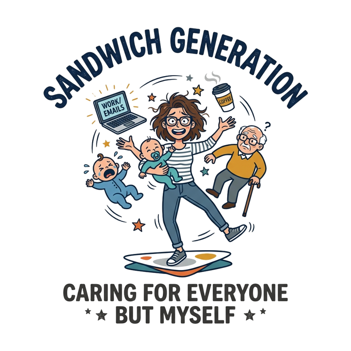 Sandwich Generation Humor — coffee lover t-shirt design by Bazzai Studio