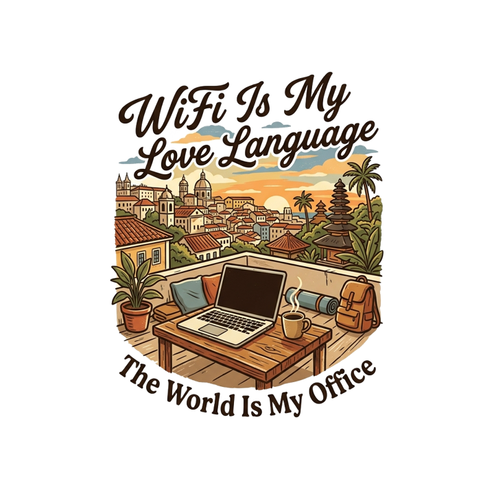 Digital Nomad — coffee lover t-shirt design by Bazzai Studio