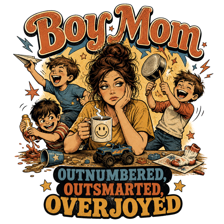 Boy Mom Humor — coffee lovers t-shirt design by Bazzai Studio