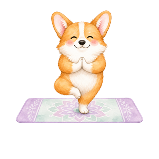 Corgi + Yoga — art by Bazzai Studio