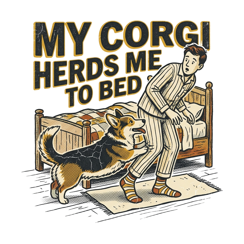 My Corgi Herds Me to Bed — art by Bazzai Studio