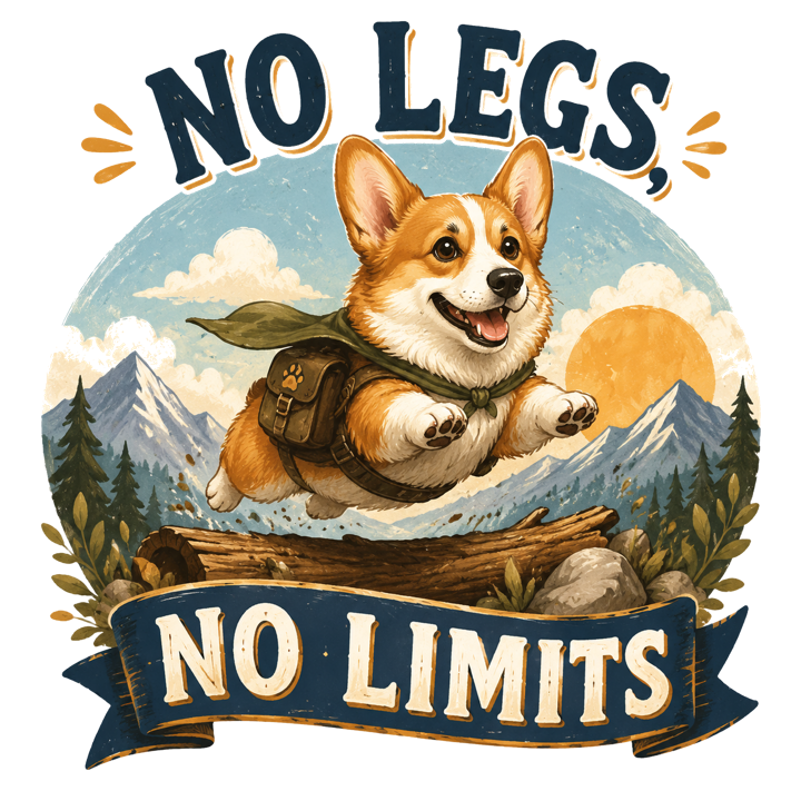 NO LEGS, NO LIMITS — corgi owner club t-shirt design by Bazzai Studio