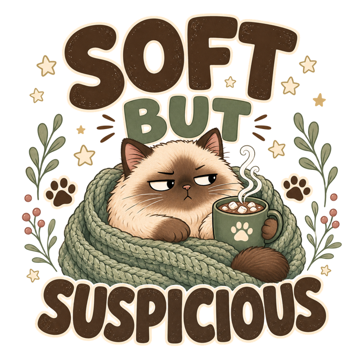 SOFT BUT SUSPICIOUS — cute cozy animals t-shirt design by Bazzai Studio