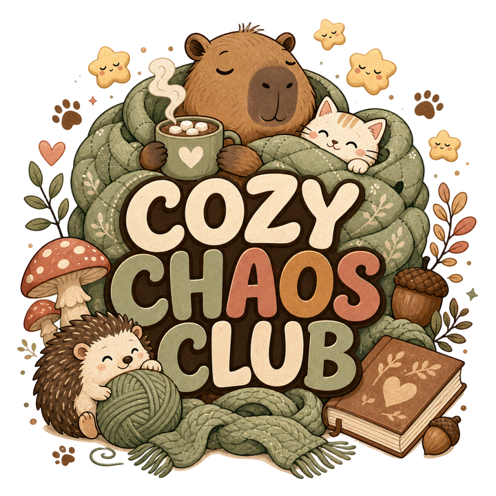 COZY CHAOS CLUB — cute cozy animals t-shirt design by Bazzai Studio