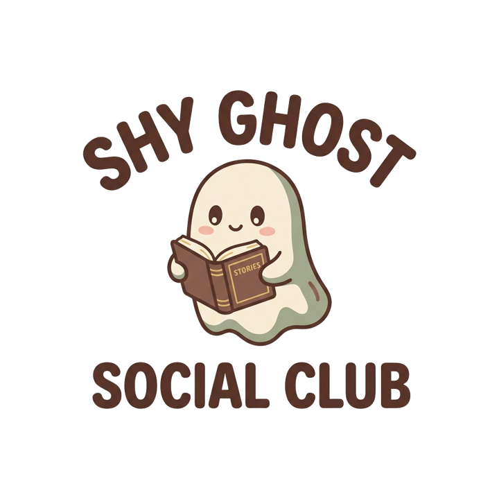 Shy Ghost Social Club — cute cozy animals t-shirt design by Bazzai Studio