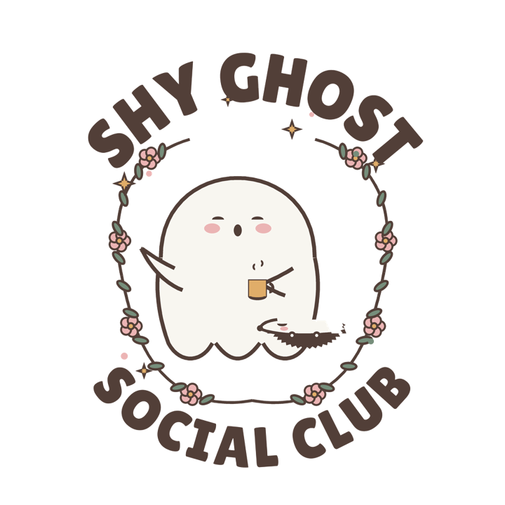 SHY GHOST SOCIAL CLUB — cute cozy animals t-shirt design by Bazzai Studio