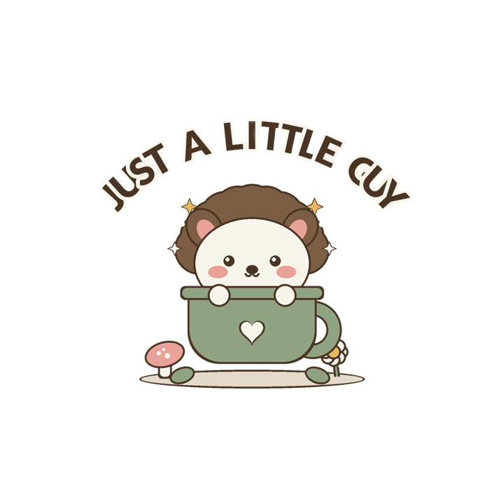 JUST A LITTLE GUY — cute cozy animals t-shirt design by Bazzai Studio