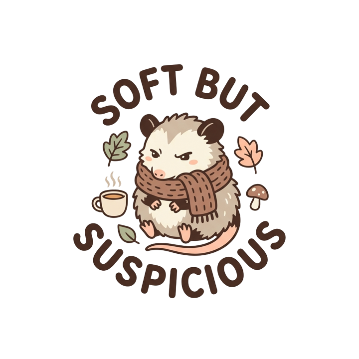 SOFT BUT SUSPICIOUS — cute cozy animals t-shirt design by Bazzai Studio