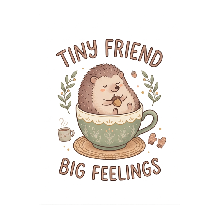 TINY FRIEND BIG FEELINGS — cute cozy animals t-shirt design by Bazzai Studio