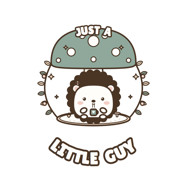 JUST A LITTLE GUY — cute cozy animals t-shirt design by Bazzai Studio
