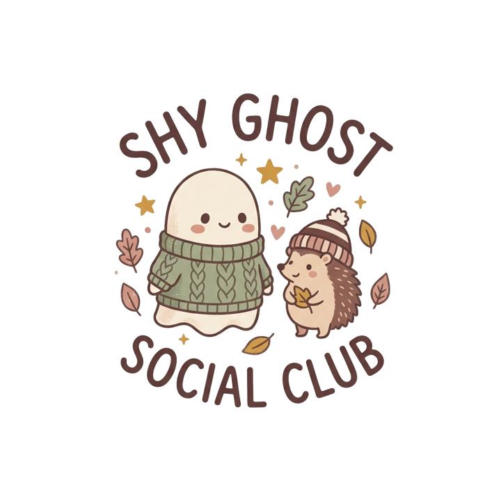 SHY GHOST SOCIAL CLUB — cute cozy animals t-shirt design by Bazzai Studio