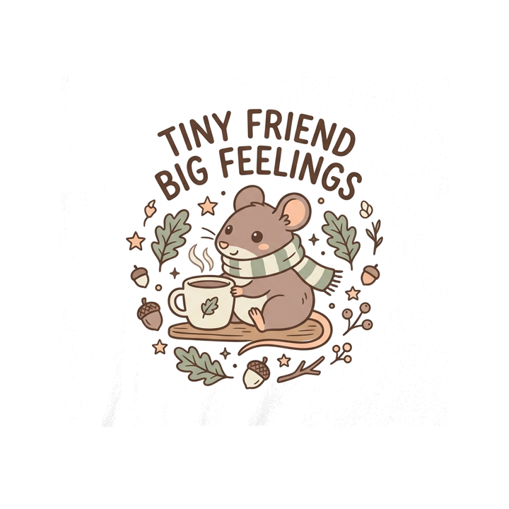 TINY FRIEND BIG FEELINGS — cute cozy animals t-shirt design by Bazzai Studio