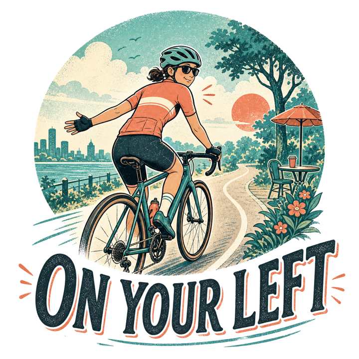 ON YOUR LEFT — cyclist life t-shirt design by Bazzai Studio